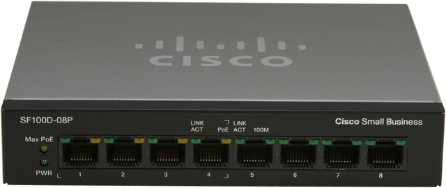 Alt view image 2 of 5 - Cisco Small Business 100 Series SF100D-08P-NA Unmanaged 8-Port PoE Desktop Switch