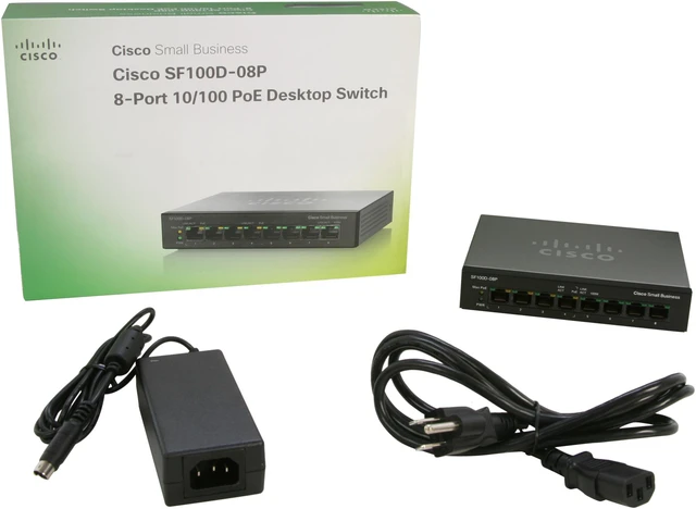 Alt view image 5 of 5 - Cisco Small Business 100 Series SF100D-08P-NA Unmanaged 8-Port PoE Desktop Switch