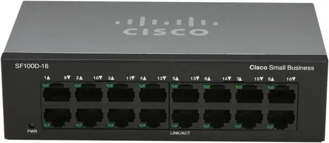 Alt view image 2 of 6 - Cisco Small Business 100 Series SF100D-16-NA Unmanaged 16-Port Desktop Switch