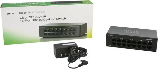 Alt view image 6 of 6 - Cisco Small Business 100 Series SF100D-16-NA Unmanaged 16-Port Desktop Switch
