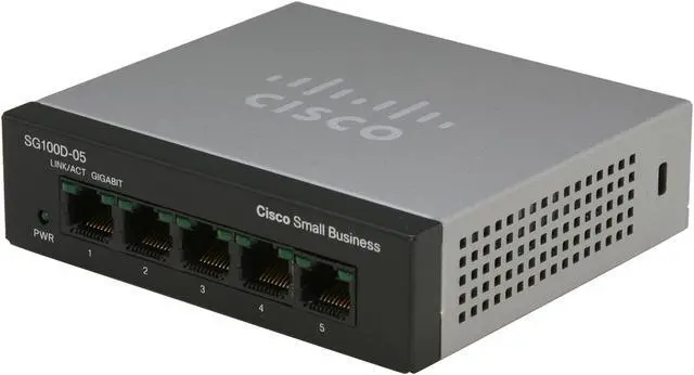 Main image of Cisco Small Business 100 Series SG100D-05-NA Unmanaged 5-Port Desktop Gigabit Switch