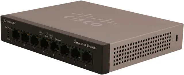 Main image of Cisco Small Business 100 Series SG100D-08P-NA Smart 8-Port PoE Desktop Gigabit Switch