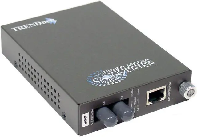 Main image of TRENDnet 100Base-TX to 100Base-FX Multi Mode ST Fiber Media Converter, 2km (1.2 Miles), Auto-Negotiation, Auto-MDIX, Full-Duplex, Fiber to Ethernet Converter, Black, TFC-110MST