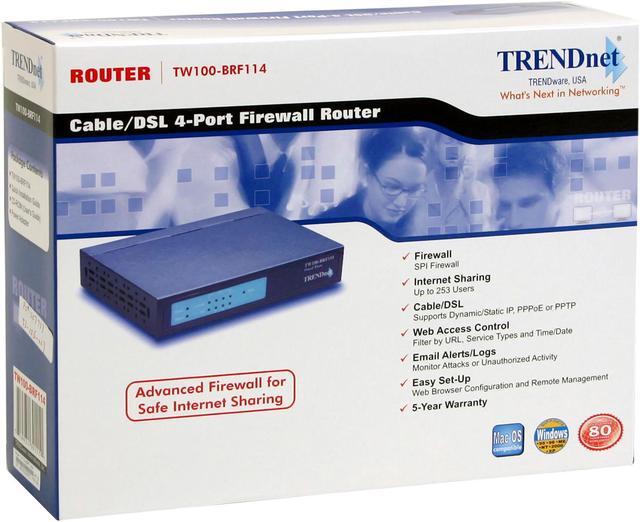 Alt view image 5 of 5 - TRENDnet TW100-BRF114 Cable/DSL 4-Port Firewall Router 1 x 10/100Mbps WAN Ports 4 x 10/100Mbps LAN Ports