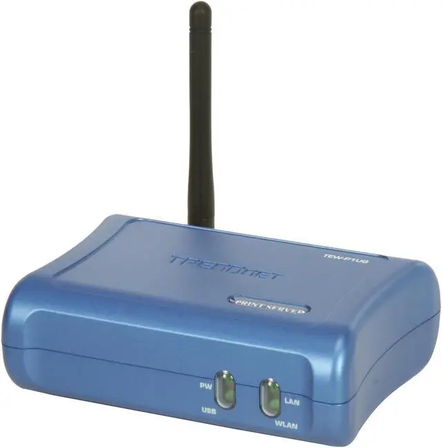 Main image of TRENDnet TEW-P1UG Wireless 1-Port Print Server Wired: IEEE 802.3 10Base-T, IEEE 802.3u 100Base-TX  Wireless: IEEE 802.11b/g USB 2.0, 1.1 Compliant UB Type A port