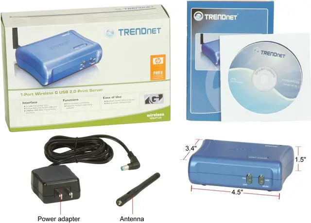 Alt view image 4 of 4 - TRENDnet TEW-P1UG Wireless 1-Port Print Server Wired: IEEE 802.3 10Base-T, IEEE 802.3u 100Base-TX  Wireless: IEEE 802.11b/g USB 2.0, 1.1 Compliant UB Type A port