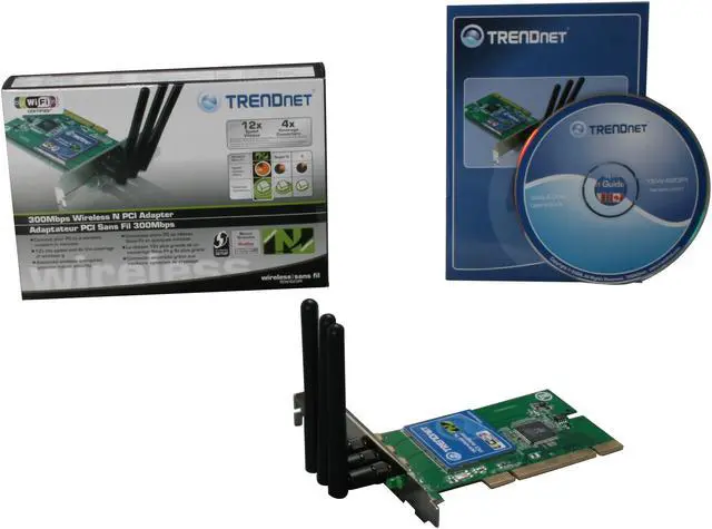 Alt view image 5 of 5 - TRENDnet TEW-623PI Wireless N Adapter IEEE 802.11b/g/n 32-Bit PCI Rev. 2.1/2.2/2.3 Up to 300Mbps Wireless Data Rates