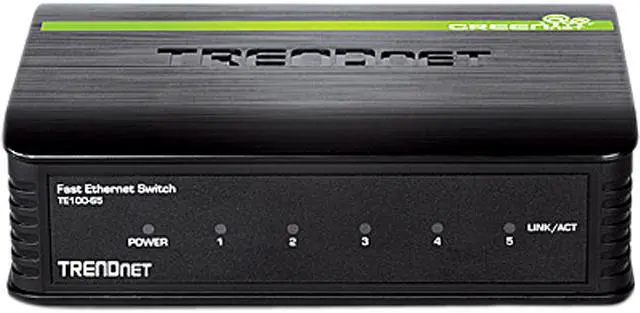 Main image of TRENDnet 5-Port Unmanaged 10/100 Mbps GREENnet Ethernet Desktop Plastic Housing Switch, 5 X 10/100 Mbps Ports, 1Gbps Switching Capacity, TE100-S5