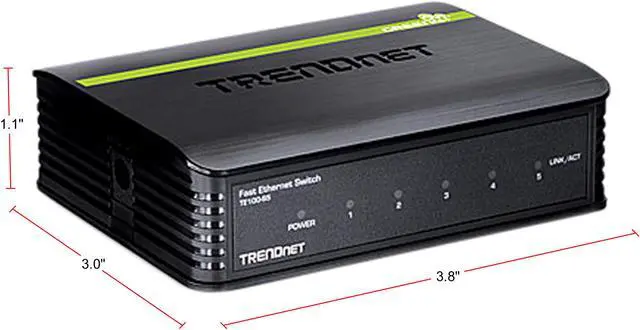 Alt view image 3 of 16 - TRENDnet 5-Port Unmanaged 10/100 Mbps GREENnet Ethernet Desktop Plastic Housing Switch, 5 X 10/100 Mbps Ports, 1Gbps Switching Capacity, TE100-S5