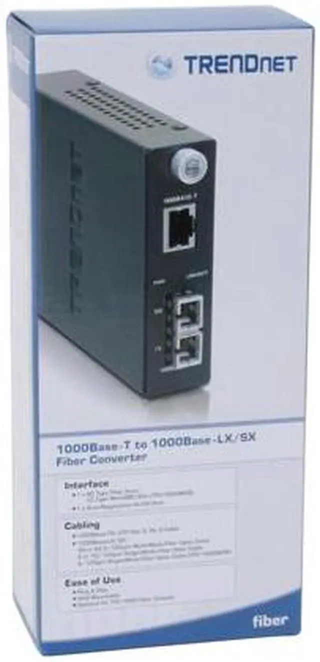 Alt view image 6 of 6 - TRENDnet Intelligent 1000Base-T to 1000Base-FX Single Mode SC Type Fiber Media Converter (50 Km / 31 Miles), Fiber to Ethernet Converter, RJ-45 Port, Fiber Port, TFC-1000S50