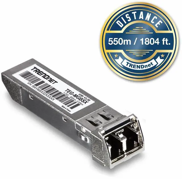 Alt view image 2 of 7 - TRENDnet SFP Multi-Mode LC Module, Up To 550m (1800 ft), Mini-GBIC, Hot Pluggable, IEEE 802.3z Gigabit Ethernet, Supports Up To 1.25 Gbps, Lifetime Protection, Silver, TEG-MGBSX