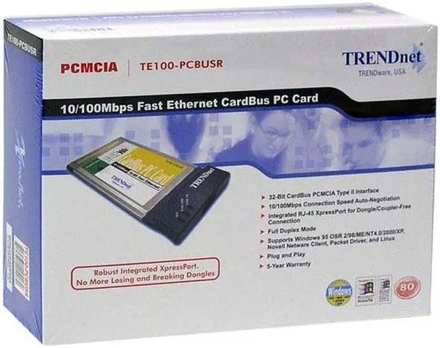 Alt view image 4 of 4 - TRENDnet TE100-PCBUSR 10/100Mbps 32-Bit CardBus Fast Ethernet Card with Xpress Port