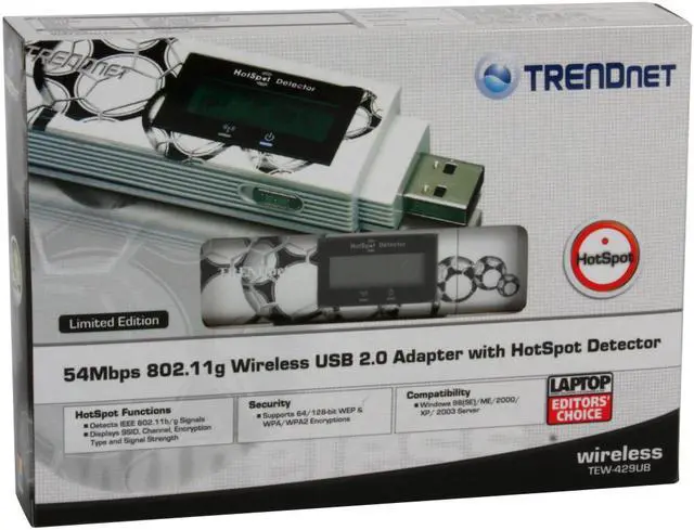 Alt view image 12 of 12 - TRENDnet TEW-429UB Wireless Adapter with HotSpot Detector IEEE 802.11b/g USB 2.0, 1.1 Compliant Up to 54Mbps Wireless Data Rates