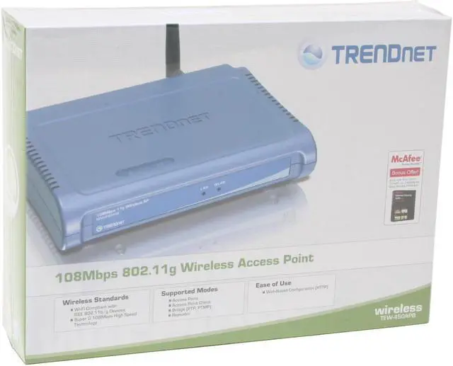 Alt view image 5 of 5 - TRENDnet TEW-450APB 108Mbps 802.11g Wireless Access Point