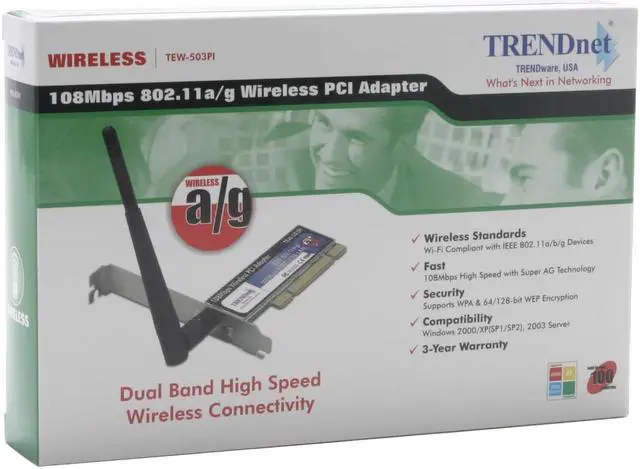 Alt view image 6 of 6 - TRENDnet TEW-503PI Wireless Adapter IEEE 802.11a/b/g 32bit PCI2.2 Up to 108Mbps Wireless Data Rates