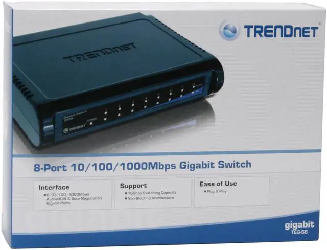 Alt view image 6 of 6 - TRENDnet TEG-S8 Unmanaged Gigabit Switch