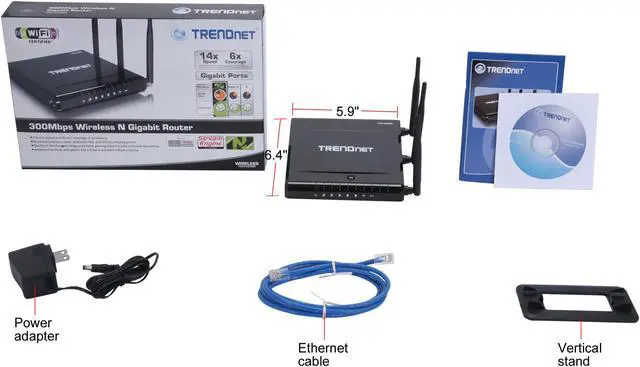 Alt view image 6 of 6 - TRENDnet TEW-633GR Wireless Router IEEE 802.3 (10Base-T) IEEE 802.3u (100Base-TX) IEEE 802.3ab (1000Base-T) IEEE 802.11b IEEE 802.11g IEEE 802.11n (draft 2.0)