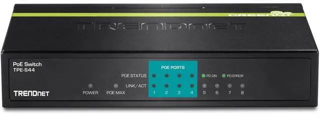 Alt view image 5 of 9 - TRENDnet 8-Port 10/100Mbps PoE Switch, 4 x 10/100 Ports, 4 x 10/100 PoE Ports, 30W PoE Power Budget, 1.6 Gbps Switching Capacity, 802.3af, Lifetime Protection, Black, TPE-S44