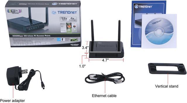 Alt view image 6 of 6 - TRENDnet Wireless N300 2T2R Detachable antennas, Access Point, 2.4Ghz 300Mbps, 802.11b/g/n, AP/WDS/Client/Bridge, 2x2 dBi, TEW-638APB