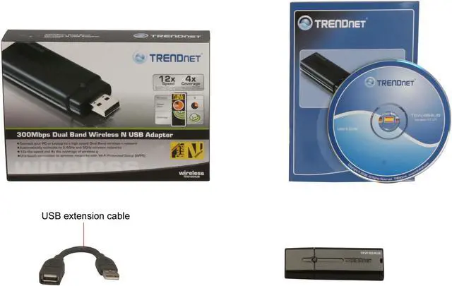 Alt view image 5 of 5 - TRENDnet TEW-664UB N600 Dual Band (2.4GHz 300Mbps/5GHz 300Mbps) Wireless USB Adapter