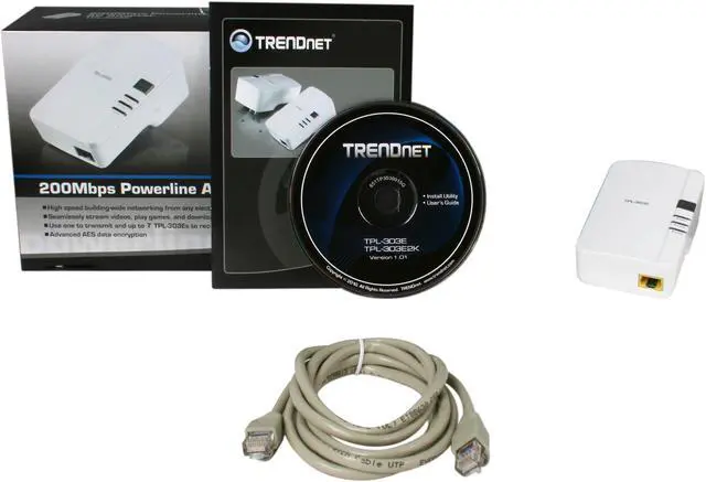 Alt view image 5 of 5 - TRENDnet TPL-303E Powerline Network Adapter Up to 200Mbps