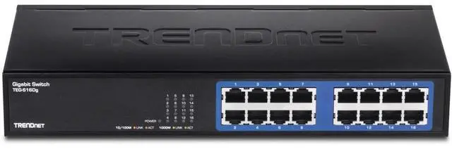 Alt view image 5 of 8 - TRENDnet 6-Port Unmanaged Gigabit GREENnet Desktop Metal Switch, Ethernet-Network Switch, 16 x 10-100-1000 RJ-45 Ports, 32 Gbps Forwarding Capacity, Lifetime Protection, Black, TEG-S16DG