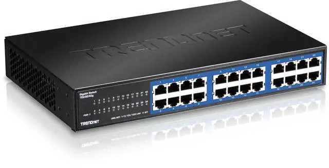 Main image of TRENDnet 24-Port Unmanaged Gigabit GREENnet Desktop Switch, Ethernet Network Switch, 24 x 10-100-1000 Gigabit Ethernet RJ-45 Ports, 48Gbps Switching Capacity, Lifetime Protection, Black, TEG-S24DG