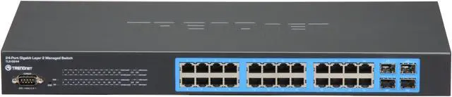 Alt view image 2 of 5 - TRENDnet 24-Port Gigabit Layer 2 Switch with 4 Shared Mini-GBIC Slots, 48 Gbps Switching Capacity, SNMP, Lifetime Protection, TL2-G244
