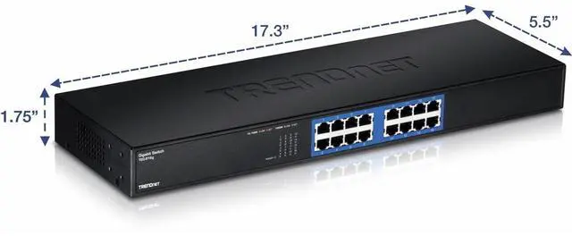 Alt view image 4 of 6 - TRENDnet 16-Port Unmanaged Gigabit GREENnet Switch, 16 x RJ-45 Ports, 32Gbps Switching Capacity, Fanless, Rack Mountable, Network Ethernet Switch, Lifetime Protection, Black, TEG-S16G