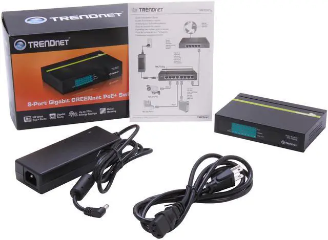 Alt view image 6 of 5 - TRENDnet 8-Port Gigabit PoE+ Switch, 8 x Gigabit PoE+ Ports, 123W PoE Power Budget, 16 Gbps Switching Capacity, Desktop Switch, Ethernet Network Switch, Metal, Black, TPE-TG80G