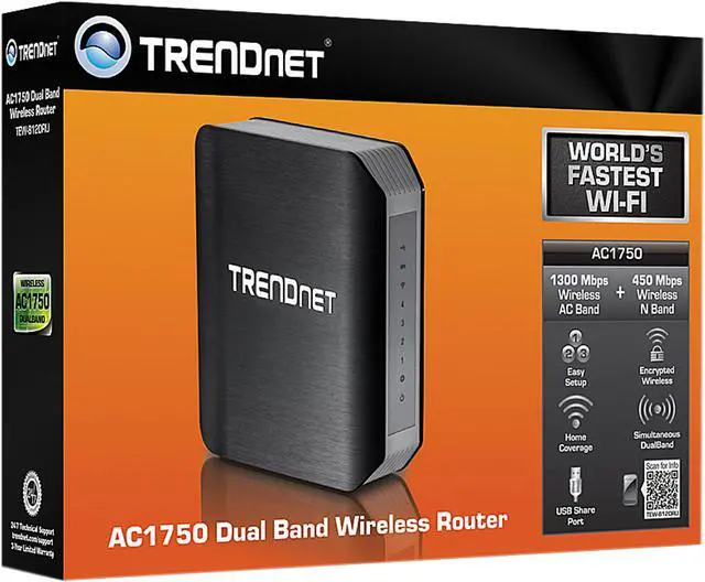 Alt view image 7 of 6 - TRENDnet TEW-812DRU V1 AC1750 Dual Band Wireless Router
