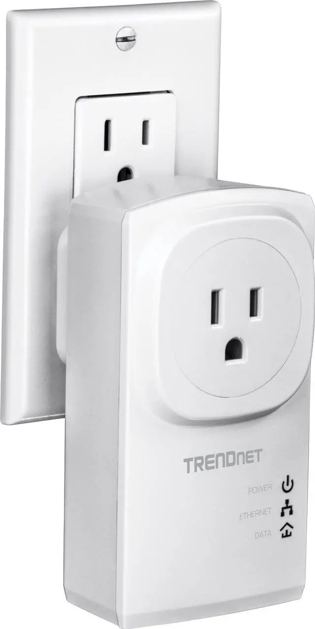 Alt view image 8 of 9 - TRENDnet Powerline 500 AV Nano Adapter Kit With Built-In Outlet, Power Outlet Pass-Through, Includes 2 x TPL-407E Adapters, Plug & Play, Ideal For Smart TVs, Gaming, White, TPL-407E2K