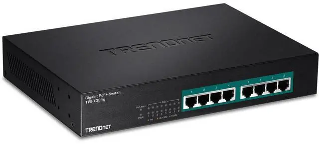 Alt view image 2 of 4 - TRENDnet 8-Port Gigabit GREENnet PoE+ Switch, TPE-TG81g, 8 x Gigabit PoE+ Ports, Rack Mountable, Up to 30 W Per Port with 110 W Total Power Budget, Ethernet Network Switch, Metal, Lifetime Protection