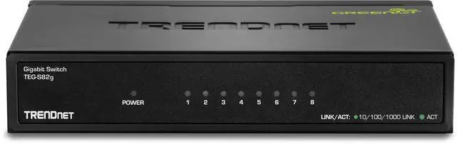 Alt view image 5 of 9 - TRENDnet 8-Port Gigabit GREENnet Switch, Ethernet Network Switch, 8 x 10-100-1000 Mbps Gigabit Ethernet Ports, 16 Gbps Switching Capacity, Metal, Lifetime Protection, Black, TEG-S82G