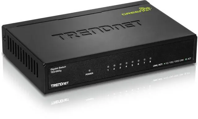Alt view image 3 of 9 - TRENDnet 8-Port Gigabit GREENnet Switch, Ethernet Network Switch, 8 x 10-100-1000 Mbps Gigabit Ethernet Ports, 16 Gbps Switching Capacity, Metal, Lifetime Protection, Black, TEG-S82G