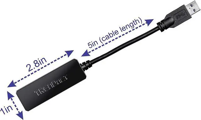 Alt view image 3 of 4 - TRENDnet USB 3.0 To Gigabit Ethernet Adapter, Full Duplex 2Gbps Ethernet Speeds, Up To 1Gbps, USB-A, Windows & Mac Compatibility, USB Powered, Simple Setup, Black, TU3-ETG