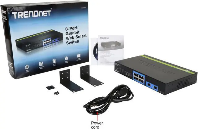 Alt view image 6 of 6 - TRENDnet 10-Port Gigabit Web Smart Switch, 20 Gbps Switching Capacity, 8 x RJ-45 Ports, 2 x SFP, Slots, VLAN, QoS, LACP, IPv6 Support, Fanless, Rack Mountable, Lifetime Protection, TEG-082WS