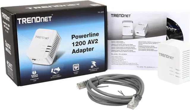 Alt view image 8 of 7 - TRENDnet TPL-420E AV2 1200 Powerline Adapter