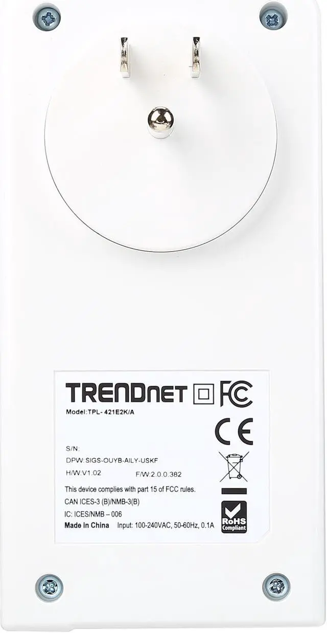 Alt view image 4 of 7 - TRENDnet AV2 1200 powerline adapter kit with built-in outlet