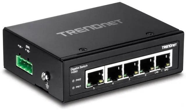 Alt view image 2 of 6 - TRENDnet 5-Port Hardened Industrial Gigabit DIN-Rail Switch, TI-G50, 10 Gbps, IP50 Rated, Ethernet Splitter, NDAA & TAA Compliant, DIN-Rail and Wall Mounts Included, Lifetime Protection, Black