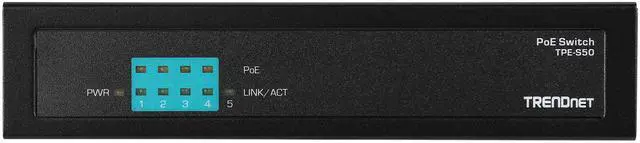 Alt view image 3 of 5 - TRENDnet 6-Port Fast Ethernet PoE+ Switch, 4 x Fast Ethernet PoE Ports, 2 x Fast Ethernet Ports, 60W PoE Budget, 1.2 Gbps Switch Capacity, Metal, Limited Lifetime Protection, Black, TPE-S50