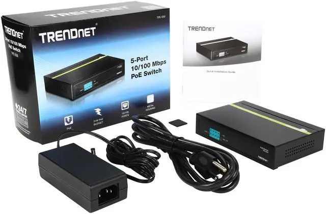 Alt view image 6 of 5 - TRENDnet 6-Port Fast Ethernet PoE+ Switch, 4 x Fast Ethernet PoE Ports, 2 x Fast Ethernet Ports, 60W PoE Budget, 1.2 Gbps Switch Capacity, Metal, Limited Lifetime Protection, Black, TPE-S50