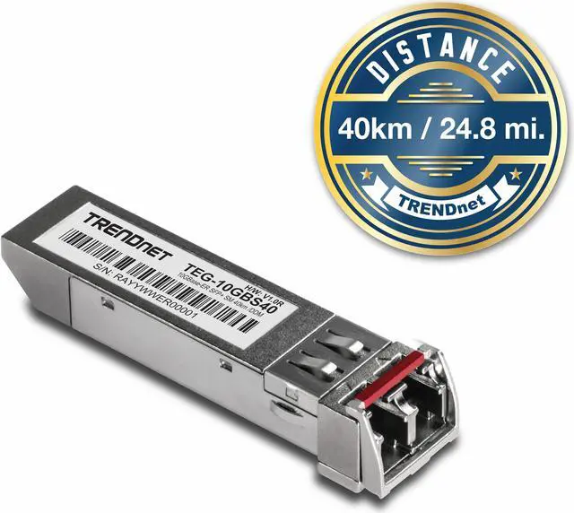 Alt view image 4 of 8 - TRENDnet SFP to RJ45 10GBASE-ER SFP+ Single Mode LC Module, TEG-10GBS40, Up to 40 km (24.9 Miles), Hot Pluggable SFP+ Transceiver, 1550nm Wavelength, 3.3 V Power Supply, Lifetime Protection