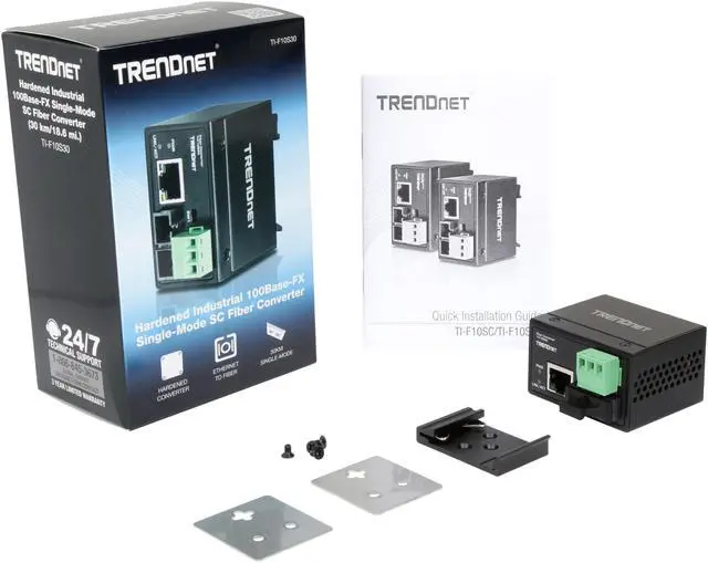 Alt view image 7 of 6 - TRENDnet Hardened Industrial 100Base-FX Single-Mode SC Fiber Converter, (30 km, 18.6 Miles), IP40 Rated Housing, TI-F10S30
