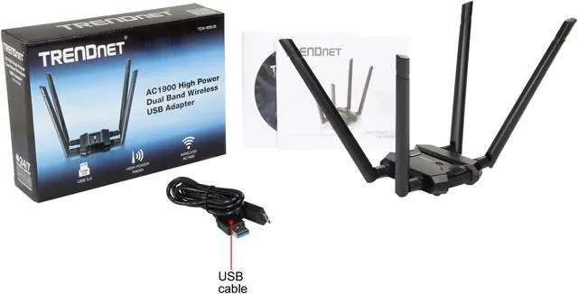 Alt view image 15 of 15 - TRENDnet AC1900 High Power Dual Band Wireless USB Adapter, TEW-809UB, Stream 4K HD Video, Windows-Mac OS Compatible, USB 3.0 to USB Type A, Black