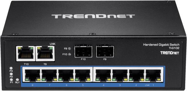 10-Port Hardened Industrial Gigabit DIN-Rail Switch - TRENDnet TI-G102
