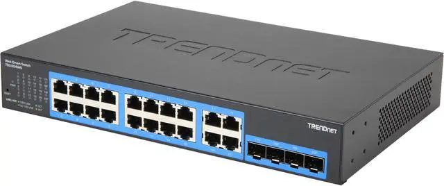 Main image of TRENDnet 20-Port Gigabit Web Smart Switch; 16 x Gigabit Ports; 4 x shared Gigabit Ports (RJ-45/SFP); VLAN; QoS; LACP; IPv6 Support; 40 Gbps Switching Capacity; Lifetime Protection; TEG-204WS