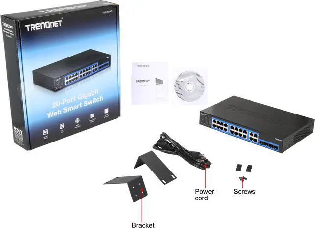 Alt view image 7 of 6 - TRENDnet 20-Port Gigabit Web Smart Switch; 16 x Gigabit Ports; 4 x shared Gigabit Ports (RJ-45/SFP); VLAN; QoS; LACP; IPv6 Support; 40 Gbps Switching Capacity; Lifetime Protection; TEG-204WS
