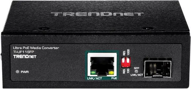 Alt view image 2 of 5 - TRENDnet Hardened Industrial SFP to Gigabit UPoE Media Converter, IP30 Rated Housing, Includes DIN-rail & Wall Mounts, Operating Temp. -40 to 75 °C (-40 to 167 °F), TI-UF11SFP