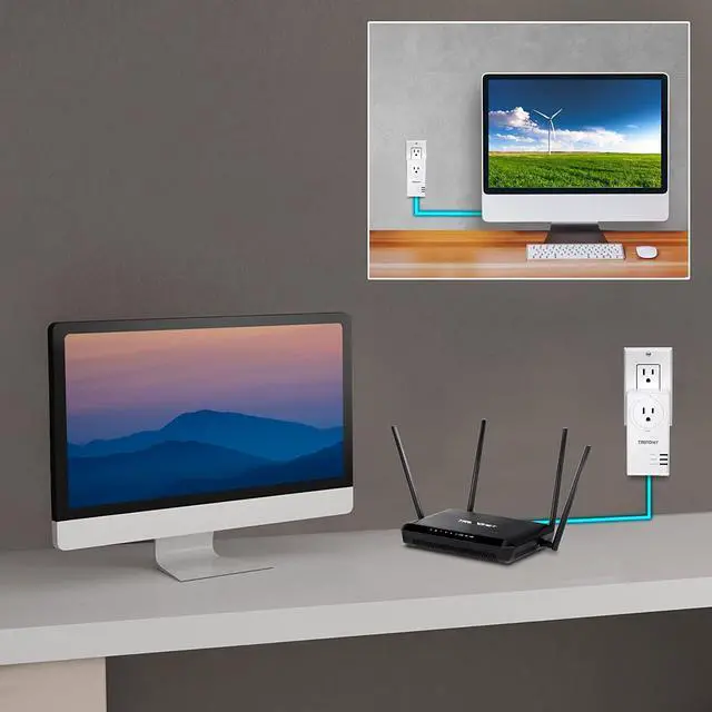 Alt view image 2 of 6 - TRENDnet Powerline 1300 AV2 Adapter; IEEE 1905.1 & IEEE 1901; Gigabit Port; Range Up to 300m (984 ft.); TPL-422E